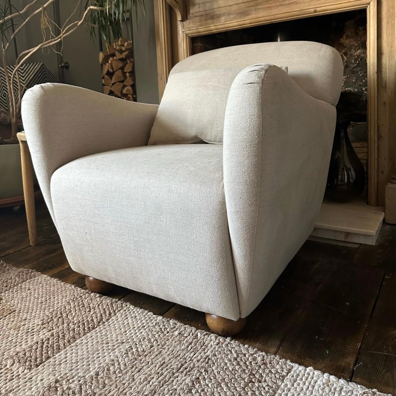 Claudia Washed Flax Linen Armchair
