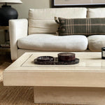 Willy Rizzo Travertine with Brass Inlay Coffee Table