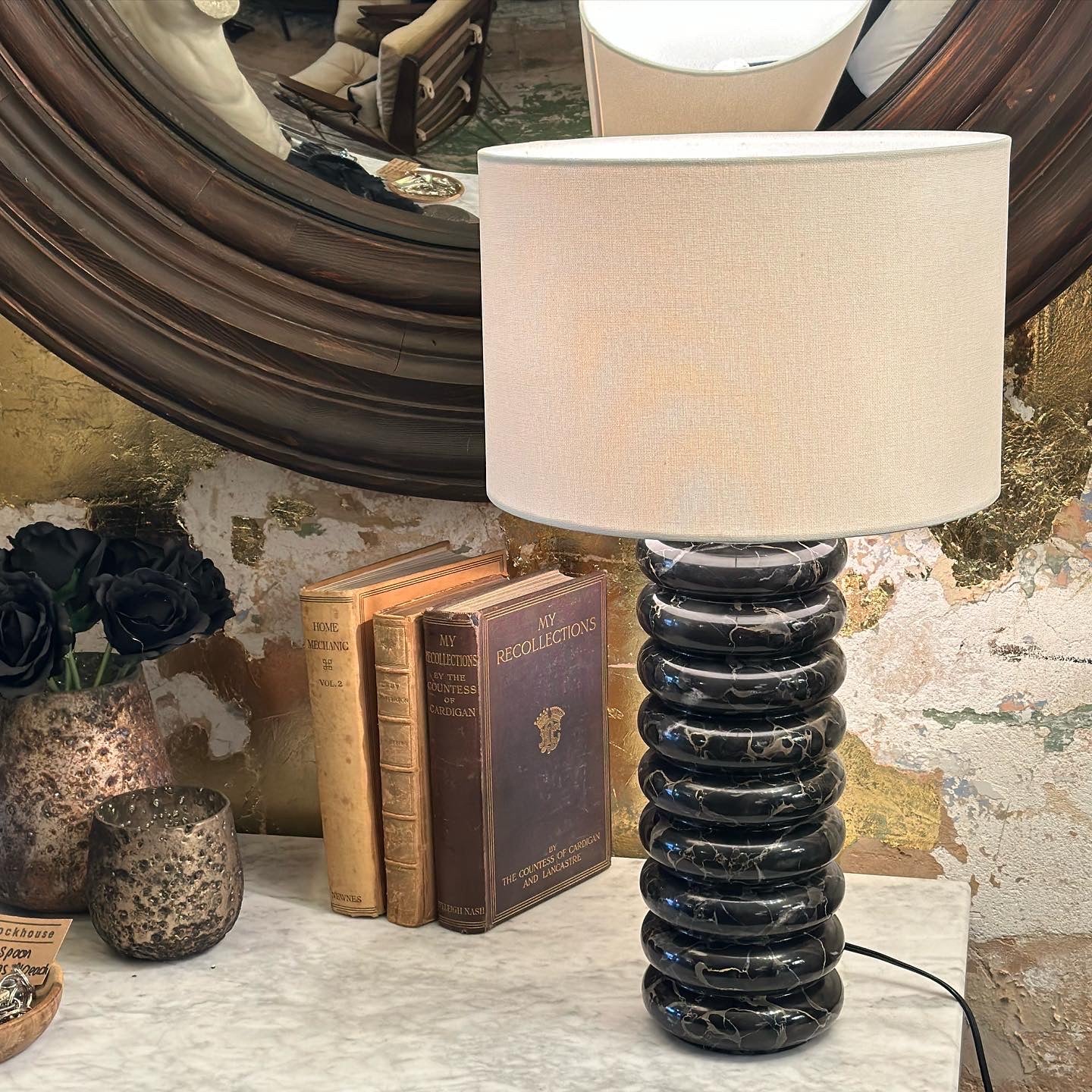 French art deco marble table lamps bases