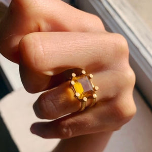 Citrine Claw Ring