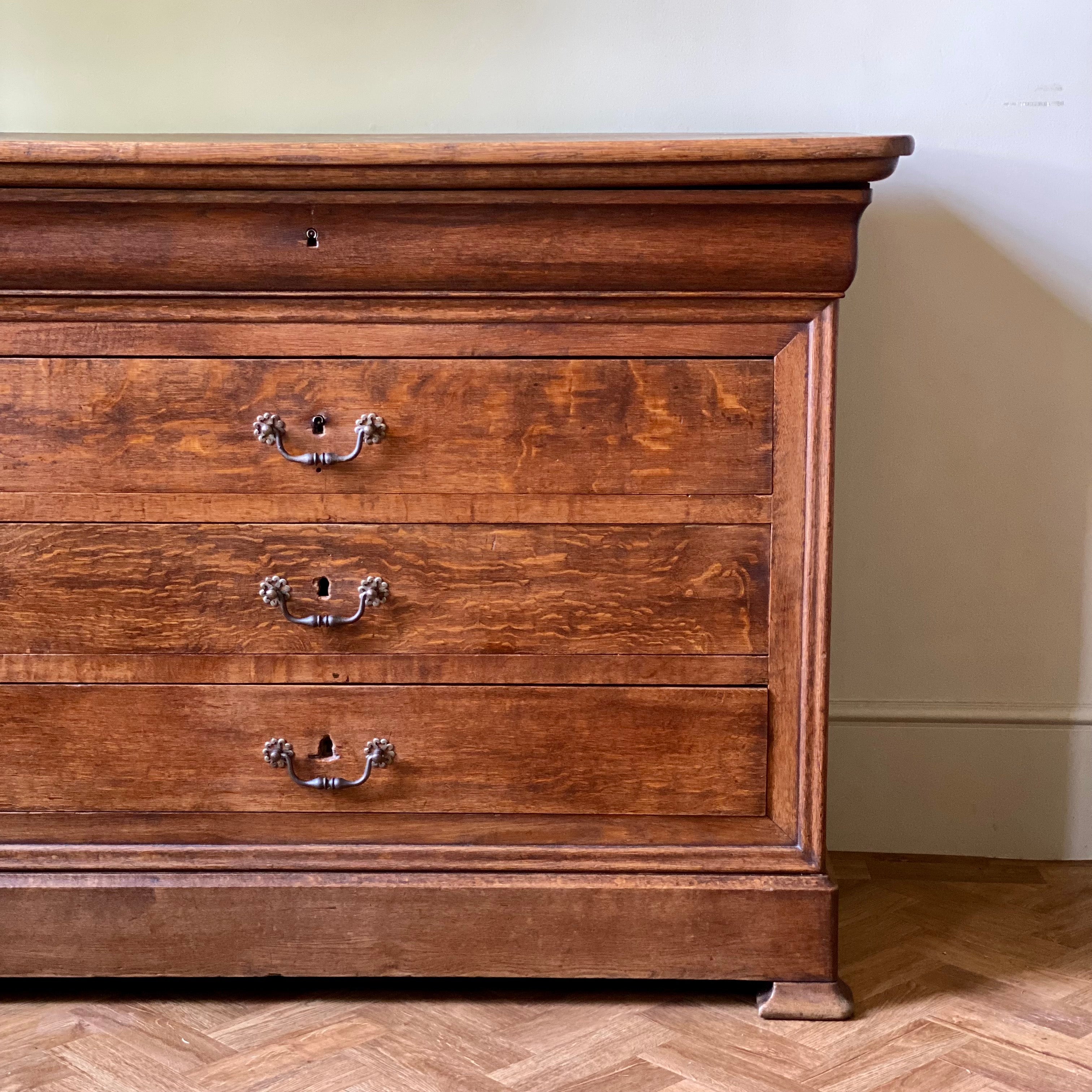 Solid Oak Antique French Commode